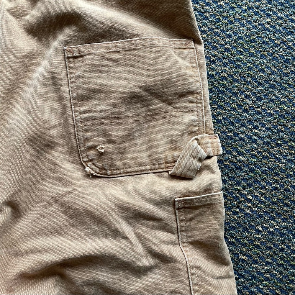 Carhartt Vintage Double Knee Insulated Cargo Work Overalls Distressed USA 38x34 - Picture 13 of 16